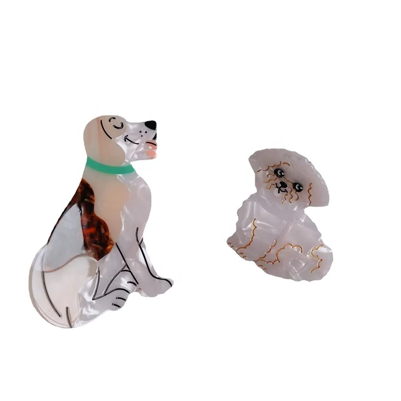 2022 ins ацетатные полые дизайнерские заколки для волос в форме собаки французские Мультяшные животные заколки для волос в форме собаки для женщин