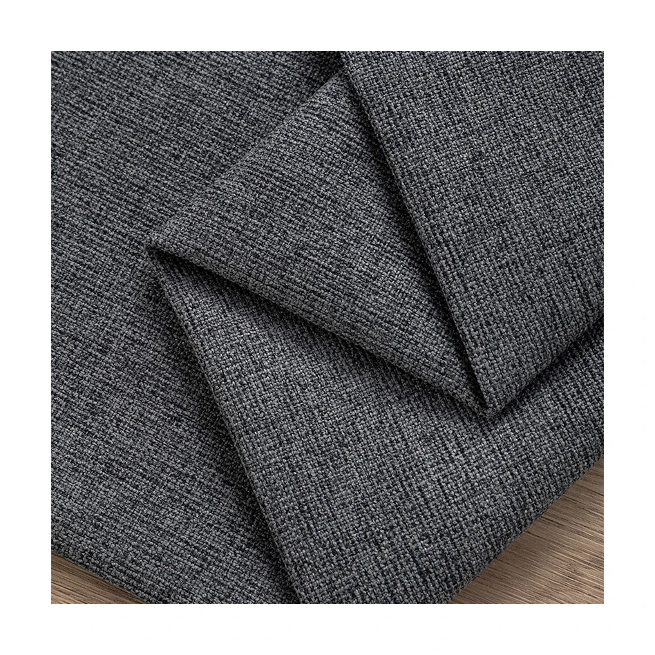 Low MOQ linen look plain dyed turkey thick thermal curtain fabric