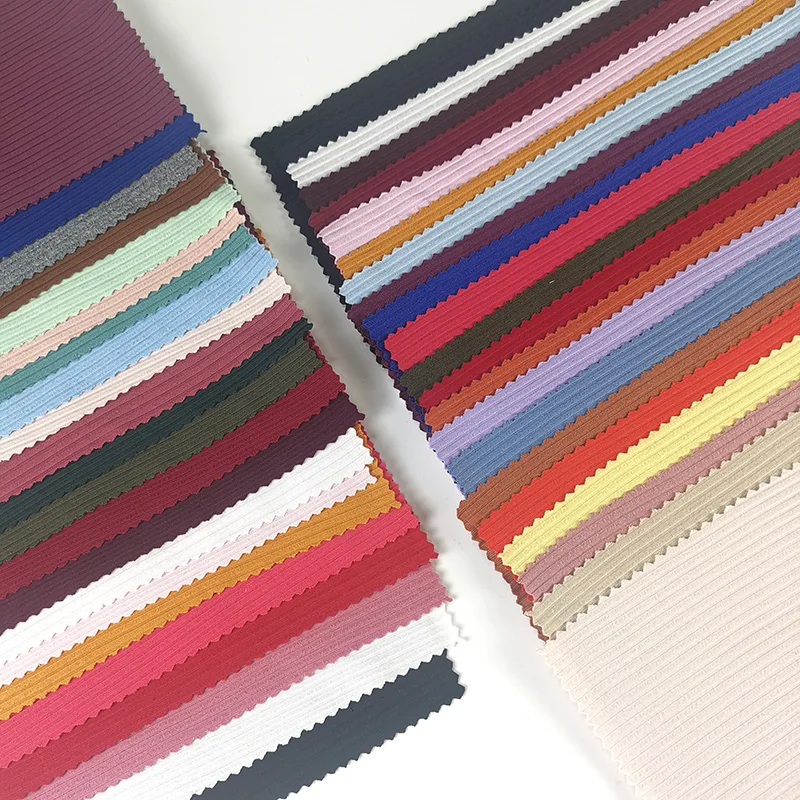 CHEAP DTY 4X2 RIB 2-SIDE BRUSH TELAS SOLID PLAIN DYED FABRIC FOR SWEATER TELA ELASTANE SPANDEX