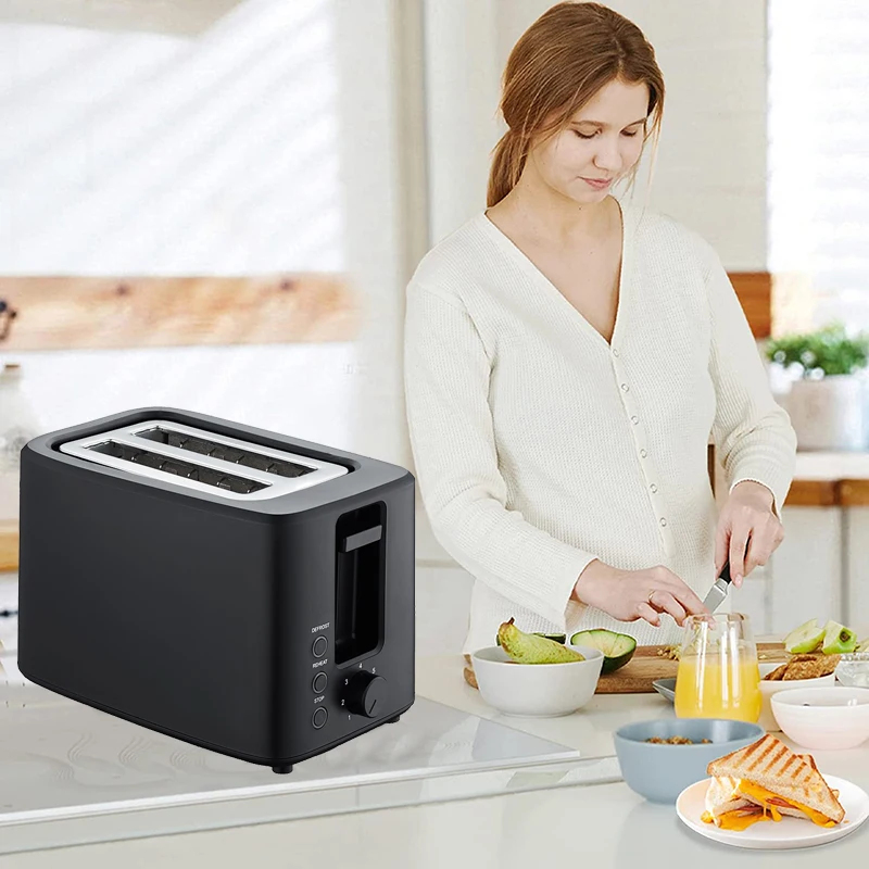 Easy Use Kitchen Bread Toaster Maker Multifunction Defrost Reheat Cancel 2 Slice Toaster With Bun Warmer