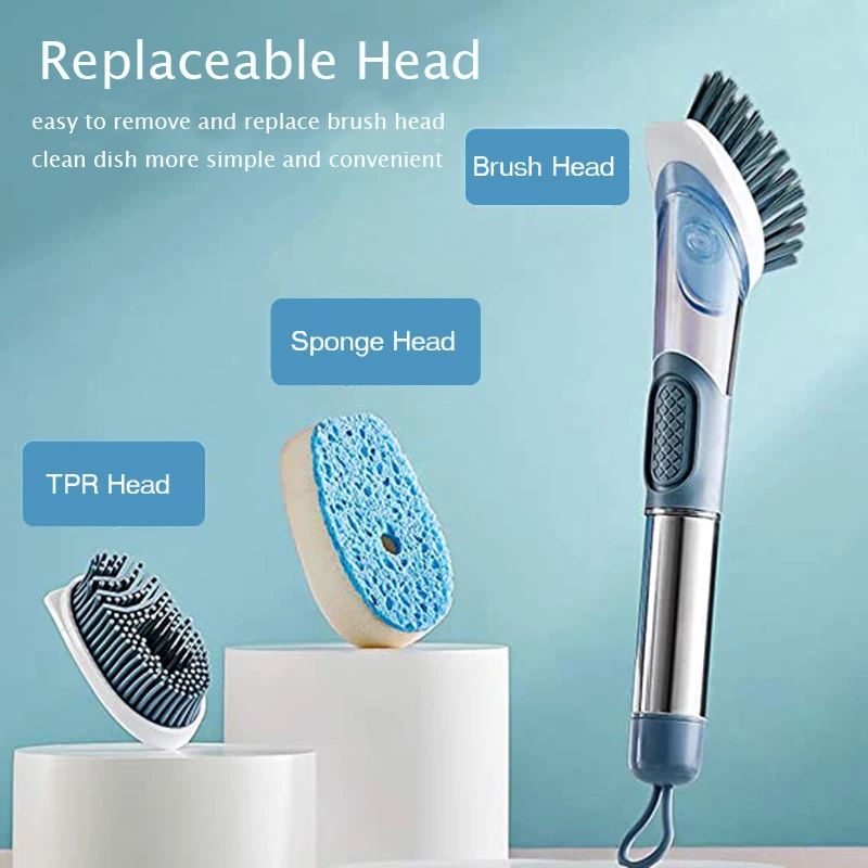 Brush Pot Kitchen Long Handle Cleaning Brush Remove Oil Household Sponge Wash Dishes Brush