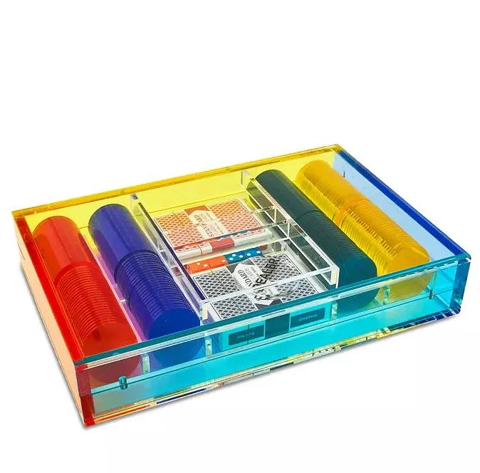 Customized Color Acrylic Small Disc Bright Color Lucite Poker Game Set