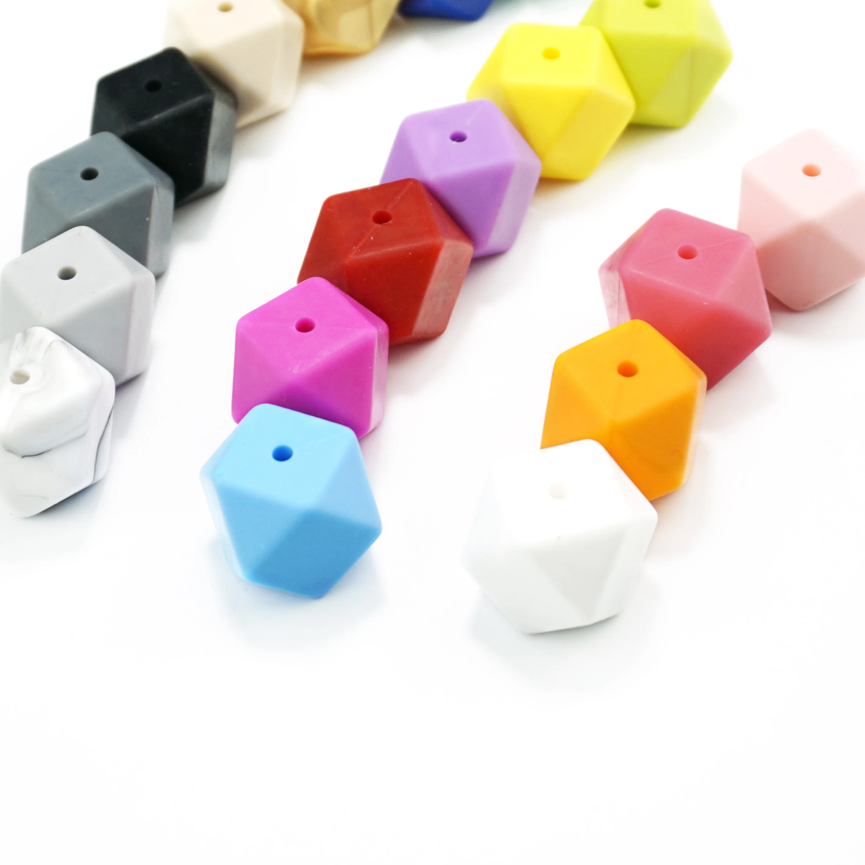 Hot Selling Eco-friendly Safety Chewable Silicone Beads Silicone Hexagon Bead 17mm For Baby Teething DIY Jewelry Making