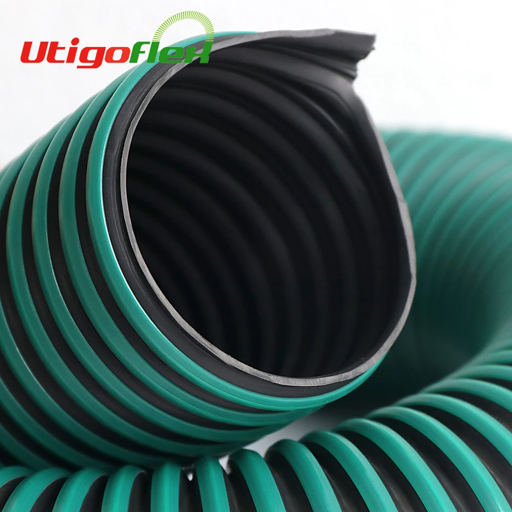 Flexible TPR duct hose with green stripe in good abrasion resistance