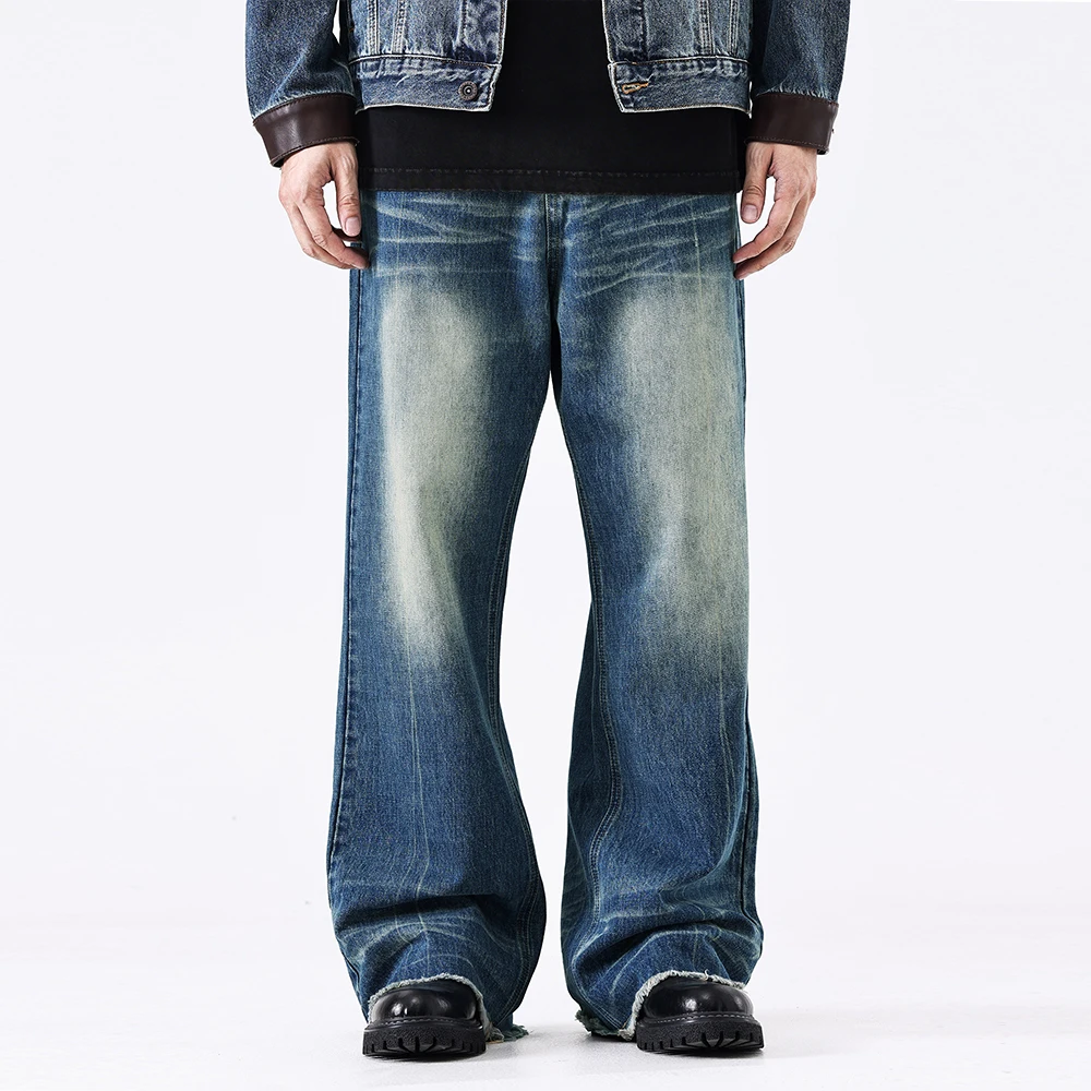 Custom streetwear acid washed denim Y2K vintage mens jeans loose fit  jeans oversized Jeans Pants