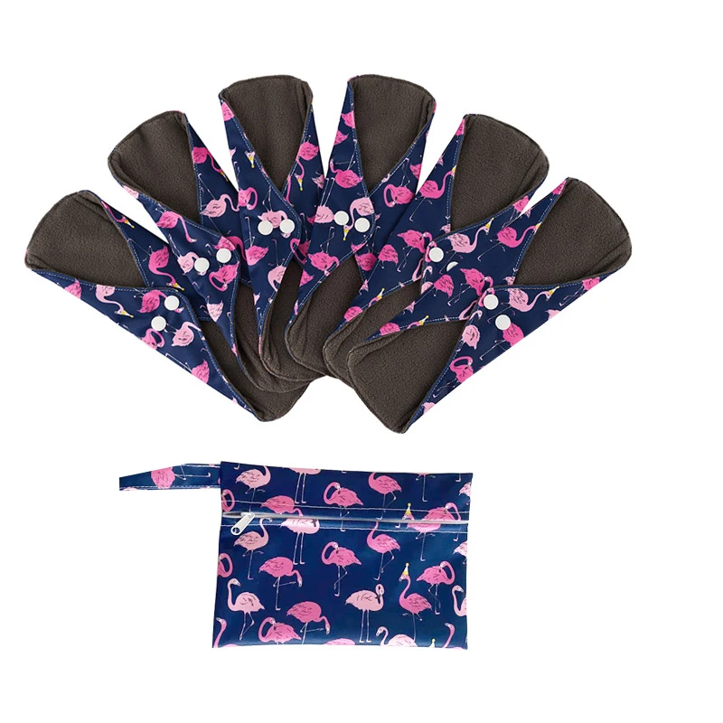 18x26cm medium flow reusable sanitary towel napkin AIO hygiene intimate menstrual cloth lady pads anti bacterial bamboo charcoal