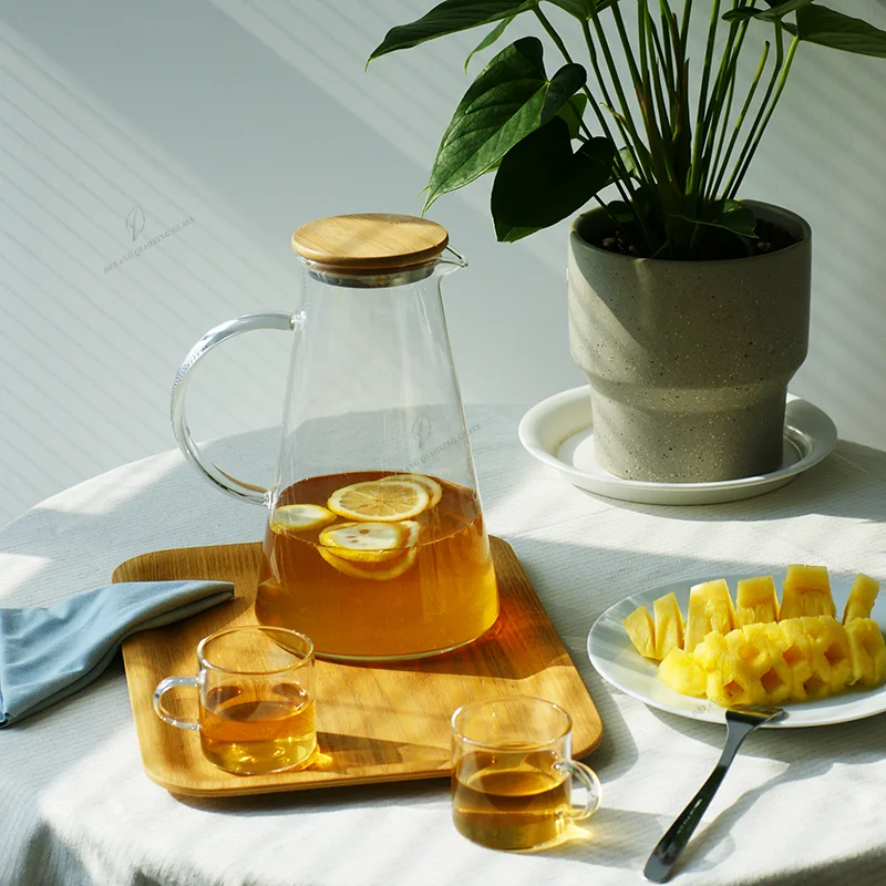 Clear Gallon Glass Water Hot Milk Fitness Jugs Pitcher Sets with Handle Lid and Spout for Water Latest Design Jugs