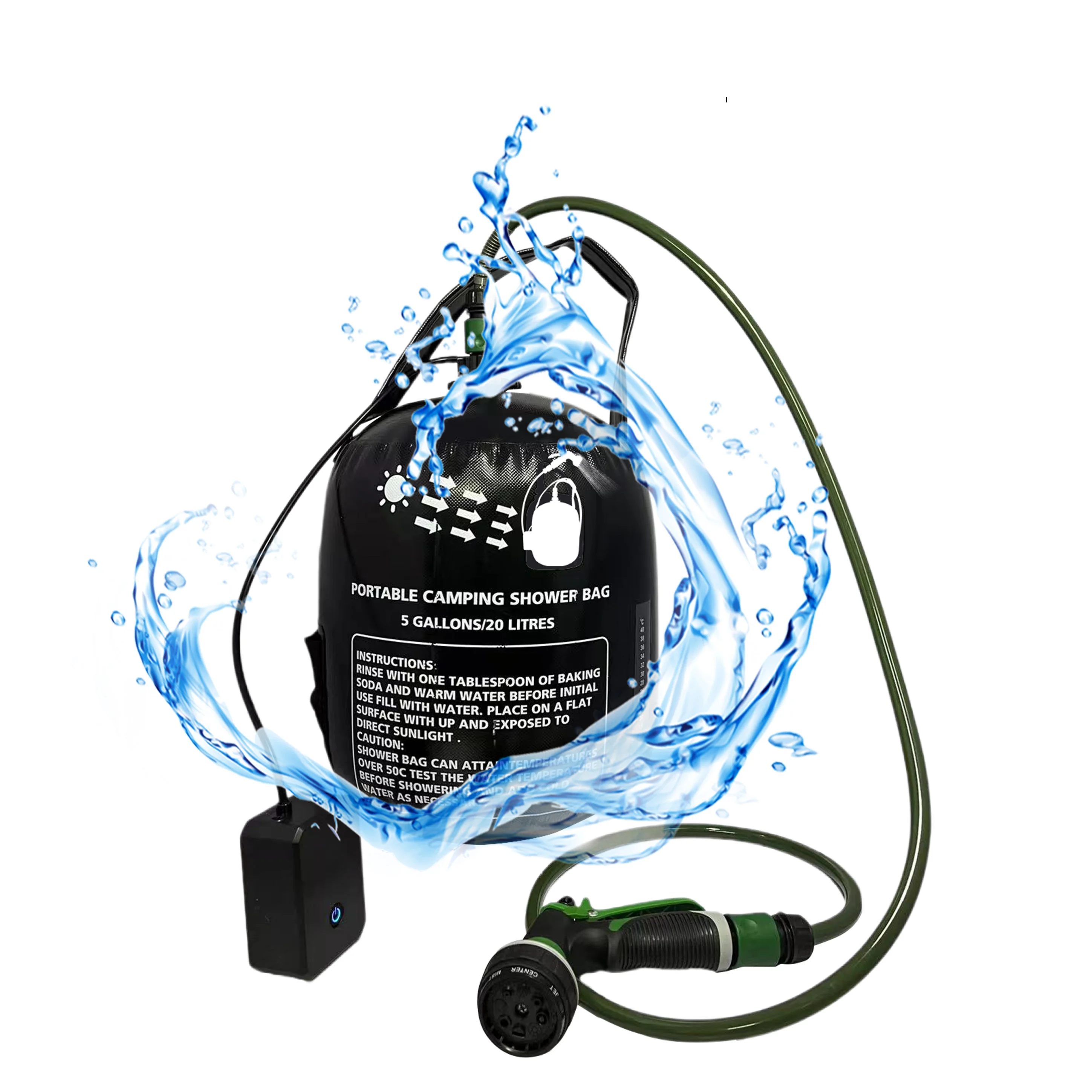 Portable Solar outdoor Camping 20L shower bag shower pump Beach  Portable electric camping  privacy camping shower tent car wash