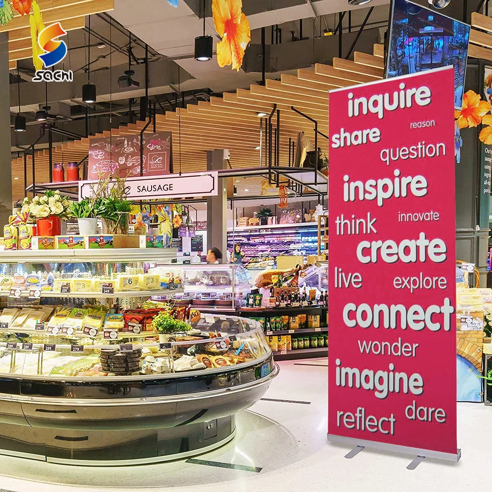 printed screen retail pop pull up premium portable retractable 24 aluminum roll up banner belts stand 60x200