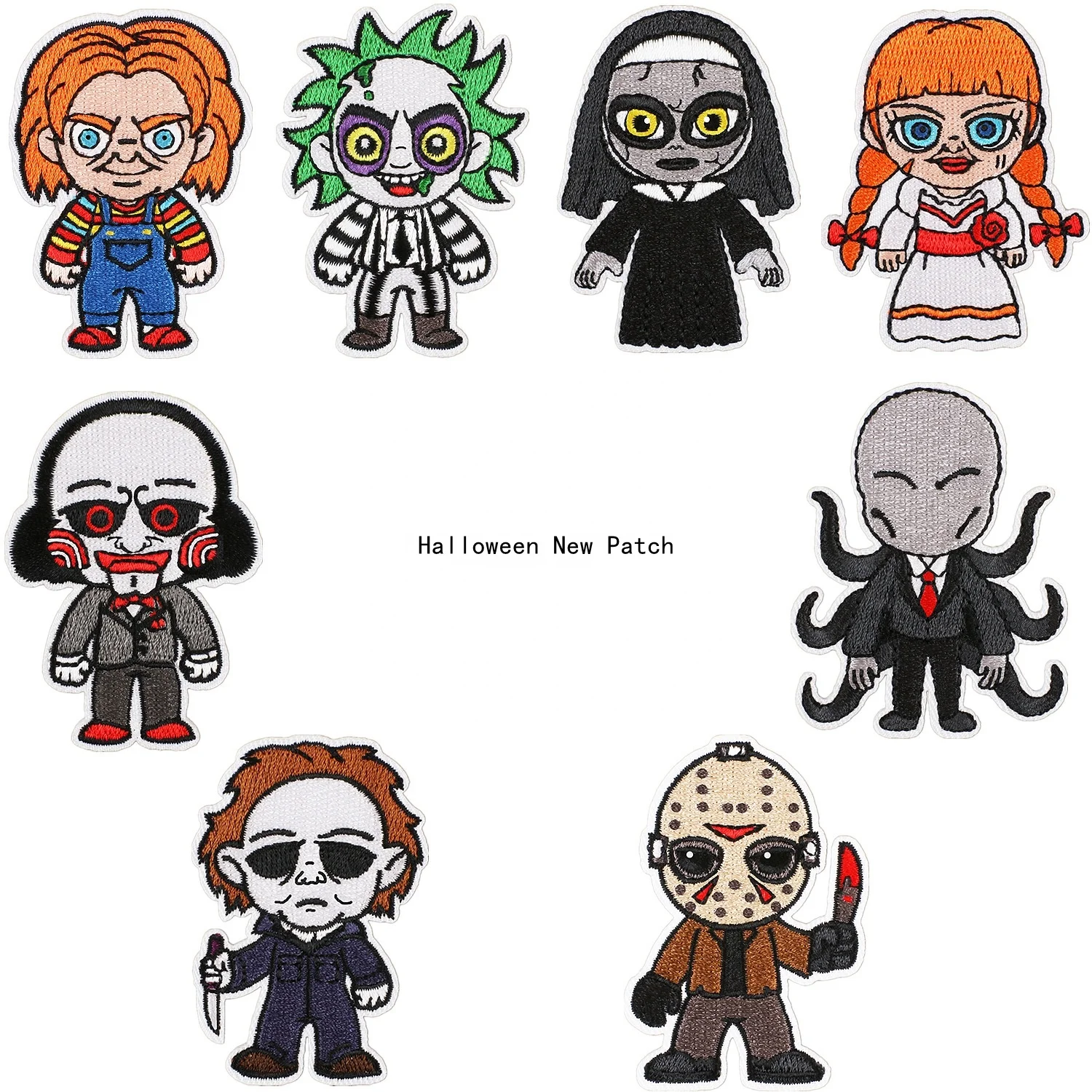 Wholesale Small Fabric Halloween Patches Embroidered Iron on Horrible Ghost Skull Embroidery Patches for Trucker Hat Clothing