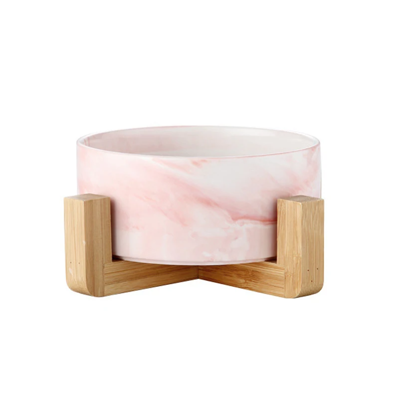 Оптовая продажа, кормушка для домашних животных, в наличии, мраморный узор, европейский стиль, керамическая миска для домашних животных с подставкой, миски для собак и кошек