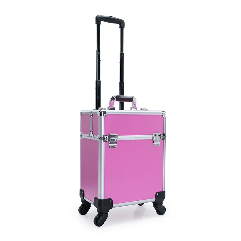 Professional aluminum Cosmetics Make Up Trolley Beauty Case Vanity BoxLarge-capacity beauty salon professional aluminum makeup
