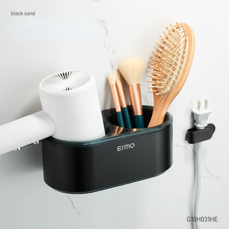 Ermo bathroom black space aluminum hair dryer rack wall mounted hair dryer rack