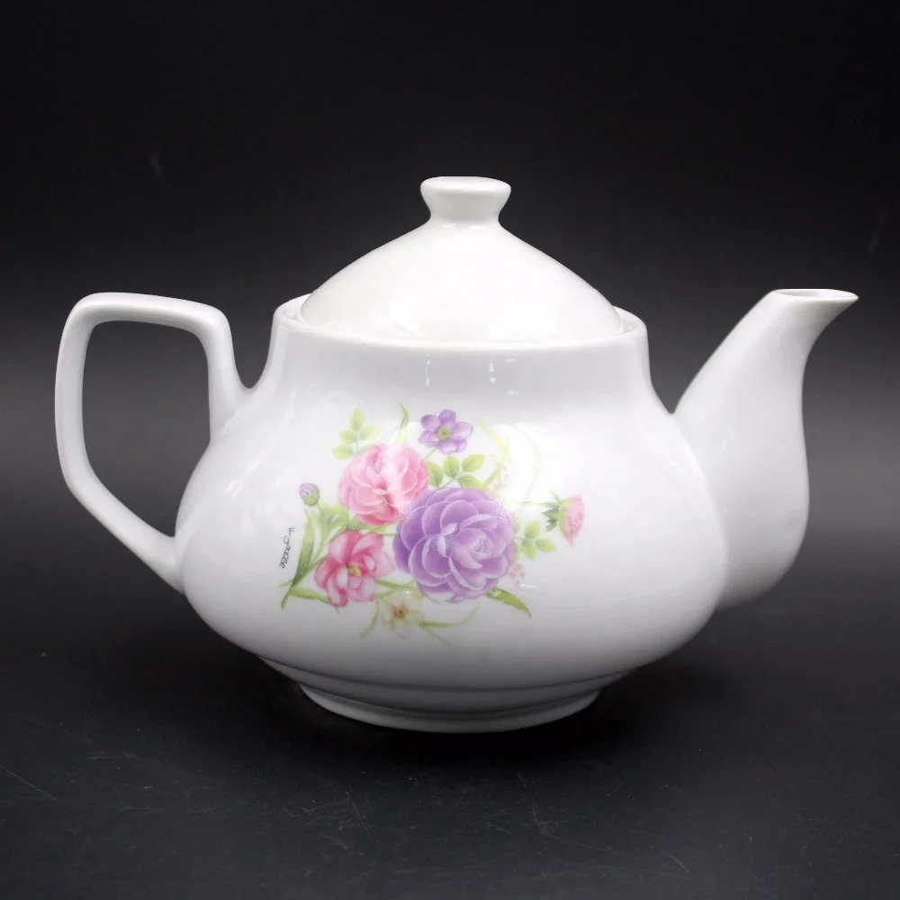 porcelain teapot with color box packing coffee kettle ceramic tea set flower decal high temperature
