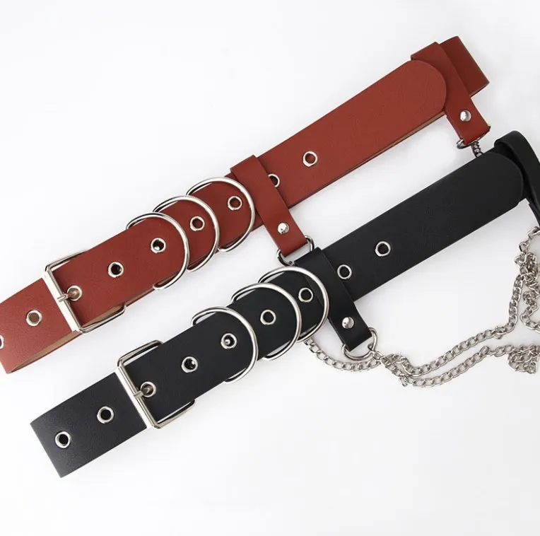 Punk style lady belt personality fashion chain decorative air eye belt overalls jeans fashion belt
