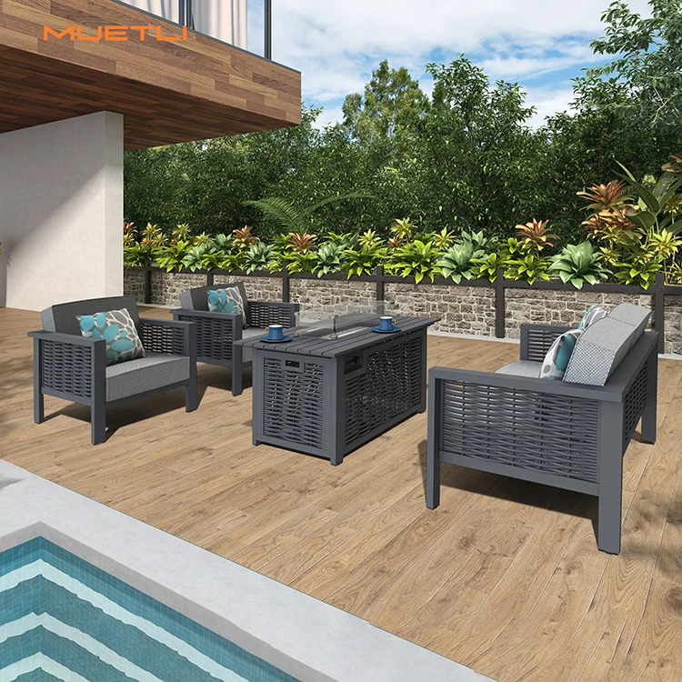 
New Design Powder Coating Aluminum Rattan Furniture Garden Outdoor Sofa Set 