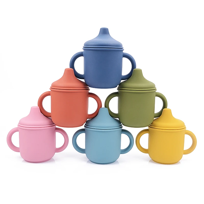 Customized Non Spill Toddler Collapsible Drink Training Cup  Lids Sublimation Kids Baby Silicone 150ml Cup