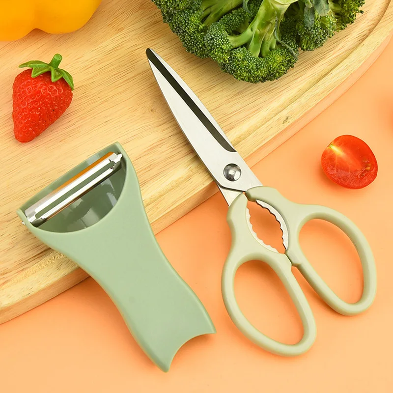 Wholesale Price Kitchen Scissors Stainless Steel Multifunctional 2 In1 Food with Peeler