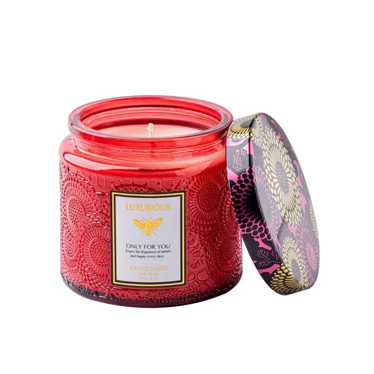 Wholesale candle manufacturer Gift Big size Handmade Soybean Wax Scented Relief Glass Candles