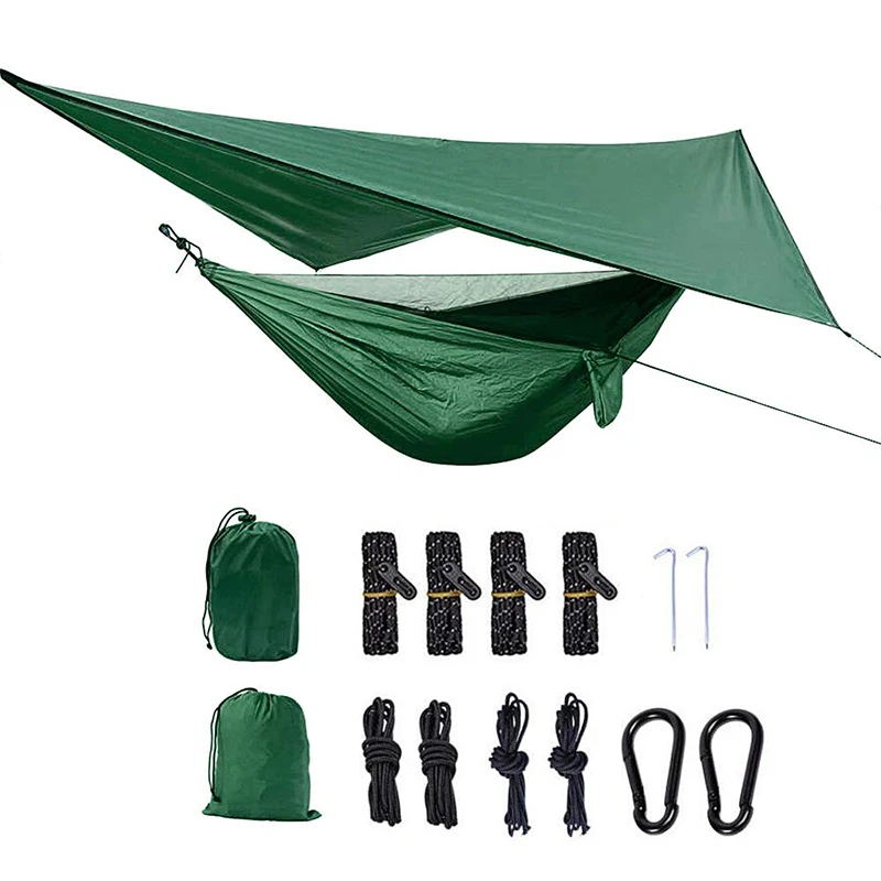 Moq 1 pcs camping hammock with mosquito net and rain fly with convenient Inside And Outside Two-Way Zipper