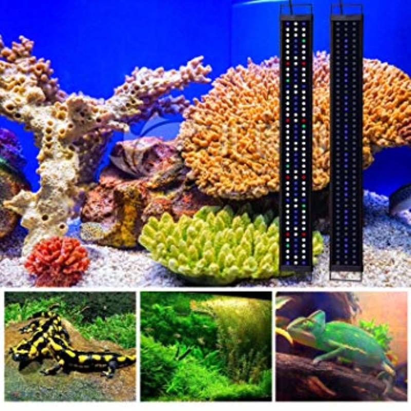
Aquarium Hood Lighting Color Changing Remote Controlled Dimmable RGBW LED Light for Aquarium/Fish Tank, Extendable 