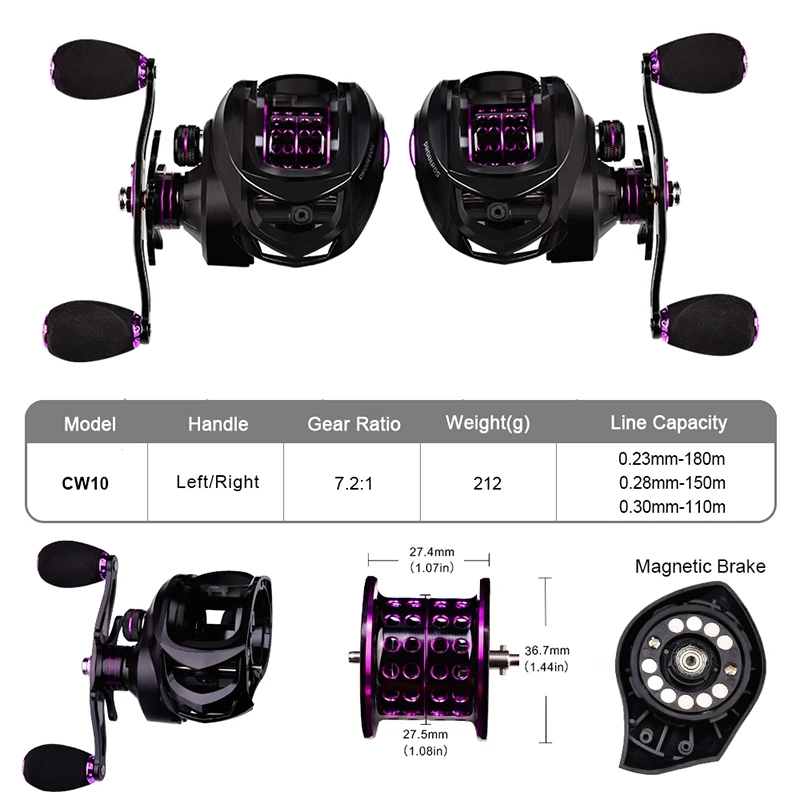 Baitcasting Reel Sea Fishing Reels Carbon Shell 7.2:1 Gear Ratio 10KG Max Drag High Speed Drag Casting Fishing Wheel