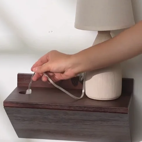 Wood Wall Floating Nightstands Set of 2 with Cable Hole Bedside Table Lightweight Small Night Stand Hanging For Wall Storage