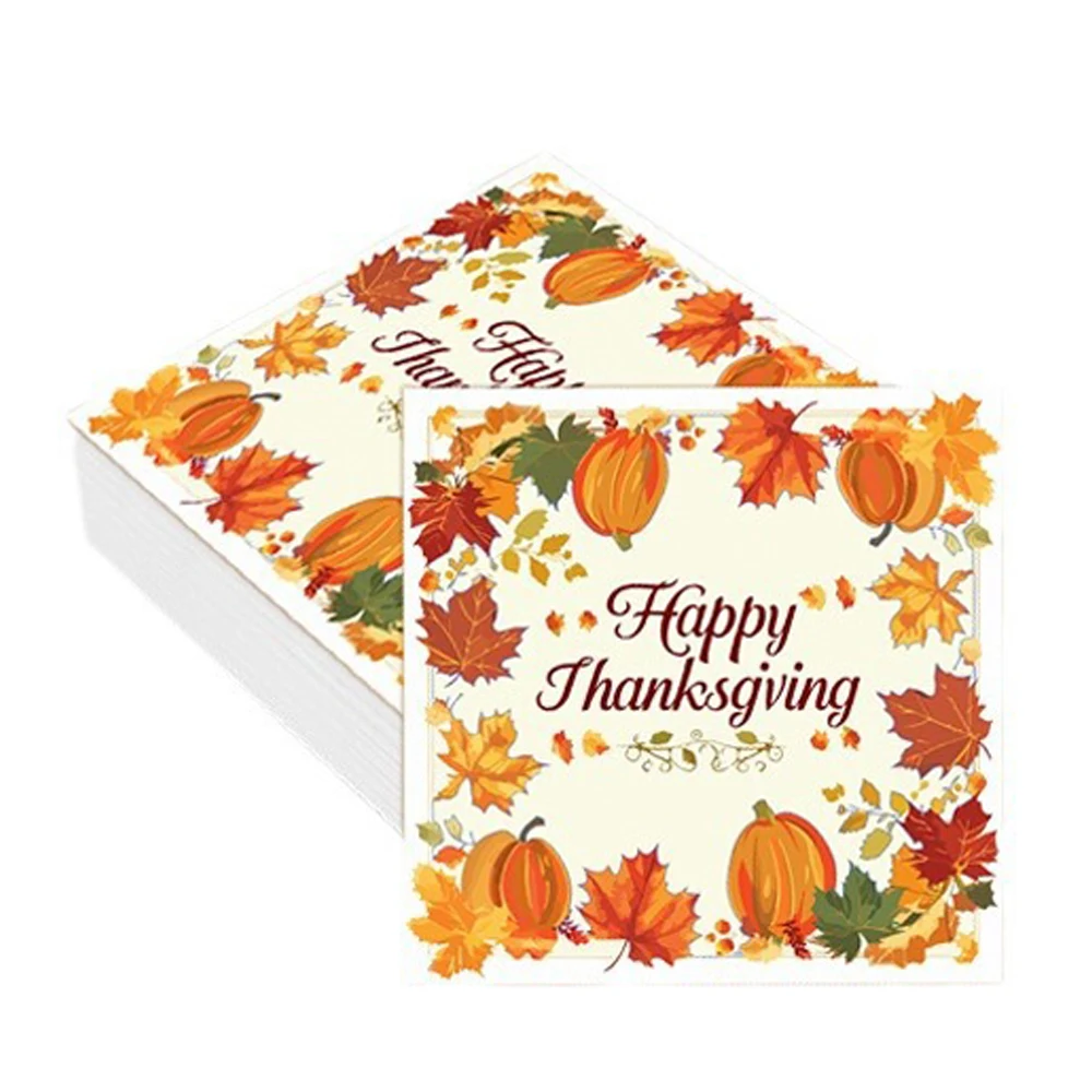 Thanksgiving Fall Party Supplies - Dinnerware Set with Autumn Maple Leaves Paper Plates Napkins Cups for Harvest Celebrations