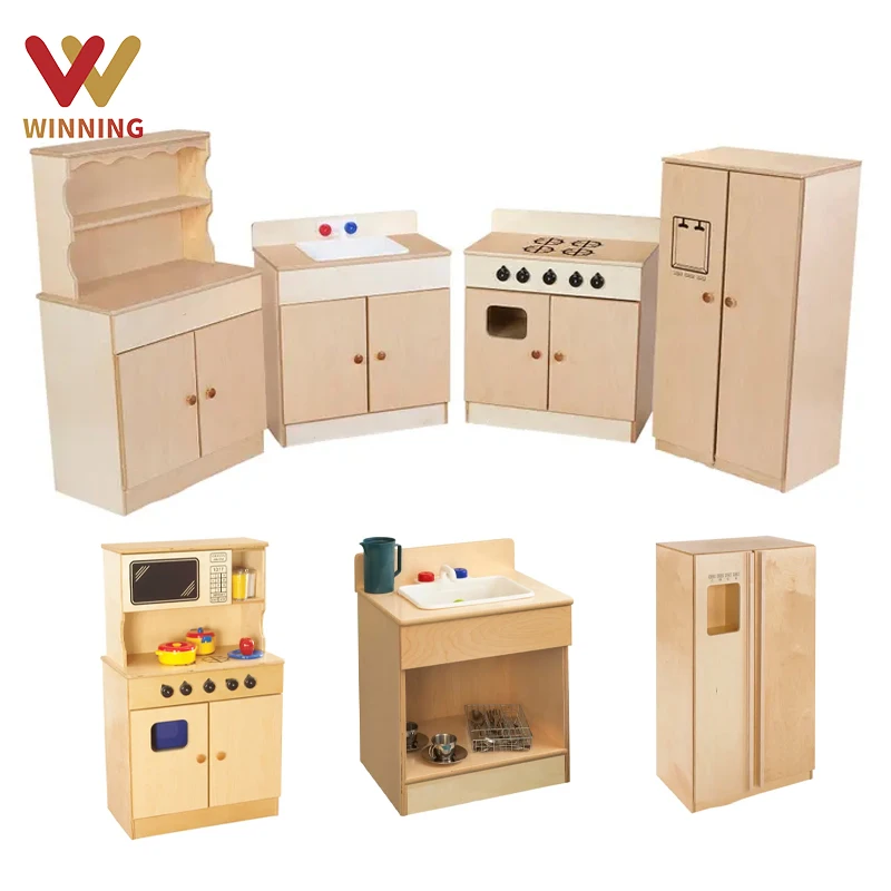 New Wood Kids Educational Toys For Kids Kitchen Sink Set Nordic Wooden Toy Refrigerator Oven Pretend Play Preschool Kitchen Toys