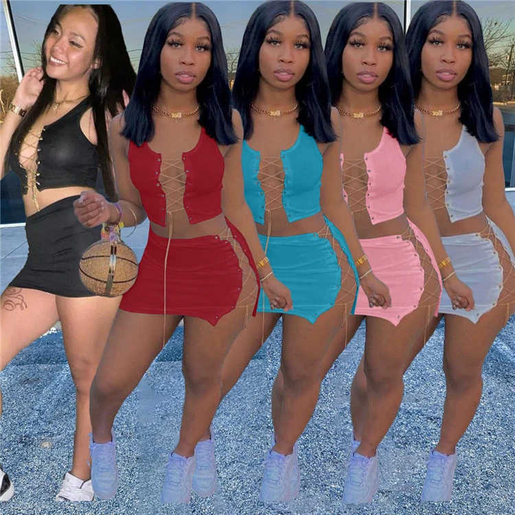 
DUODUOCOLOR Wholesale Price Lacing Sleeveless Wanita set New Skirt Sets 2 Piece Outfits Women Two Piece Sets D97261 DUODUOCOLOR Wholesale Price Lacing Sleeveless Wanita set New Skirt Sets&nbsp; 2 Piece Outfits Women Two Piece Sets D97261