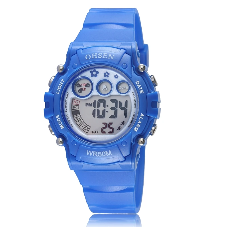 OHSEN 1508 Brand Kids Waterproof Sports Wristwatch Alarm Electronic Clock 50m Waterproof Fashion Boy Girl Children Digital Watch