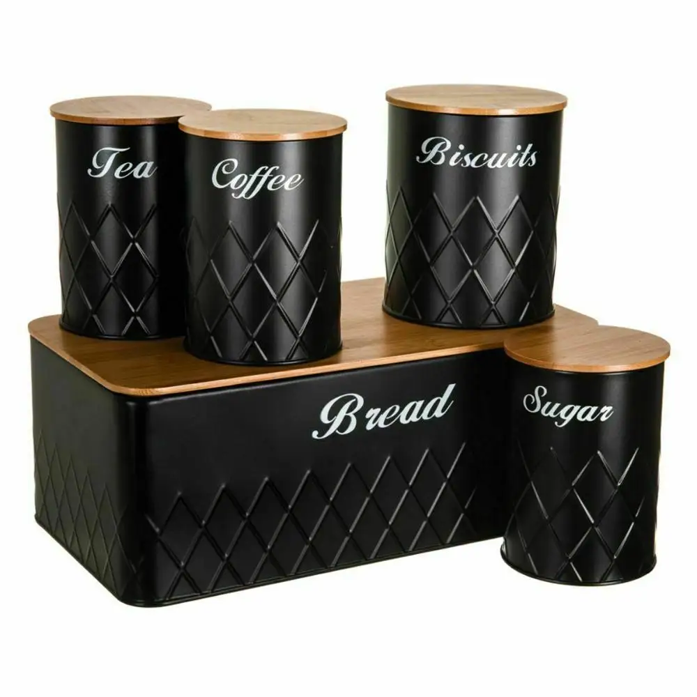 Хлебница набор канистр для чая кофе сахара банка печенья контейнер с бамбуковой крышкой