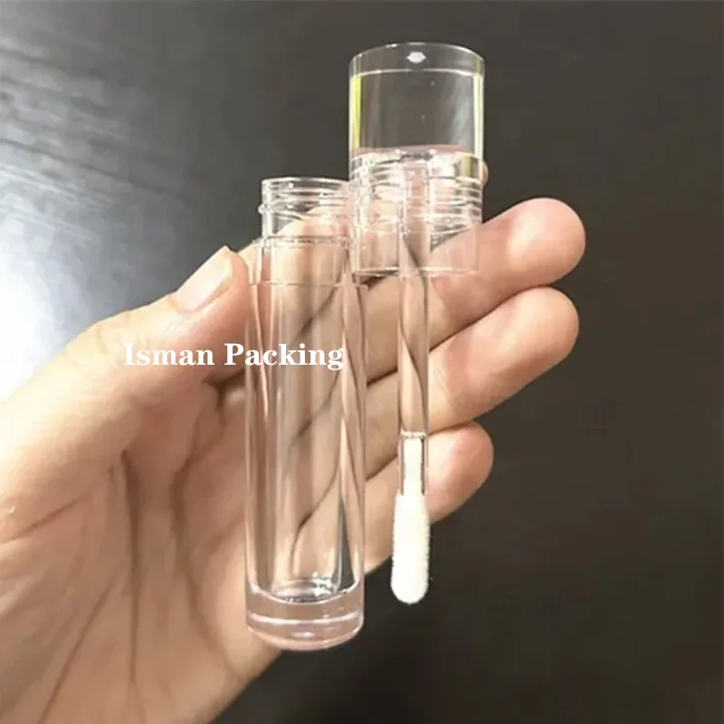 Cylinder new style 5ml crystal clear lip gloss wand tubes empty transparent liquid lipstick container with applicator