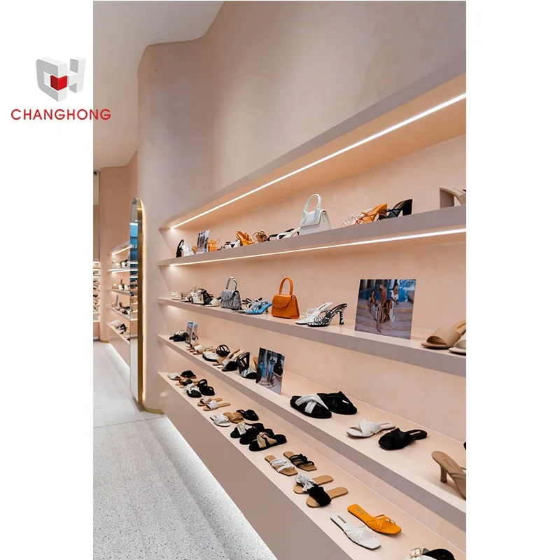Shoes Rack Shop Fittings Sneakers Display Store Fixture Sport Shoe Holder Shop Interior Design Shoes Display For Retail Shop