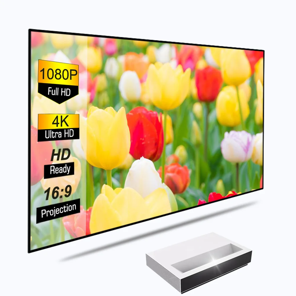 Горячая Распродажа 2022 года! ALR рассеивающий свет, отклоняющий ПЭТ Черный кристаллический экран с рамкой для проектора 150 дюймов для ультракороткого проектора UST