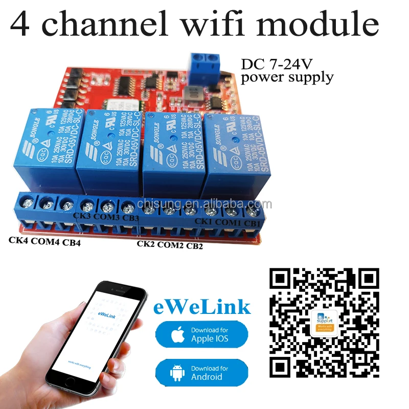 Welink приложение WIFI плата 4-канальный пульт дистанционного управления дверной выключатель питания для автоматического открывания дверей