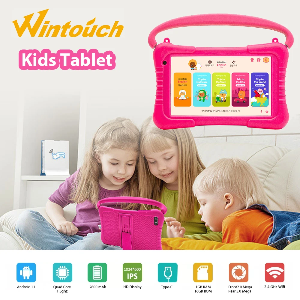 2022 Kids Android 11 Education Tablet 7 Inch 1gb Ram 16gb Rom Allwinner Quad Core Tablet Android With Protect Case