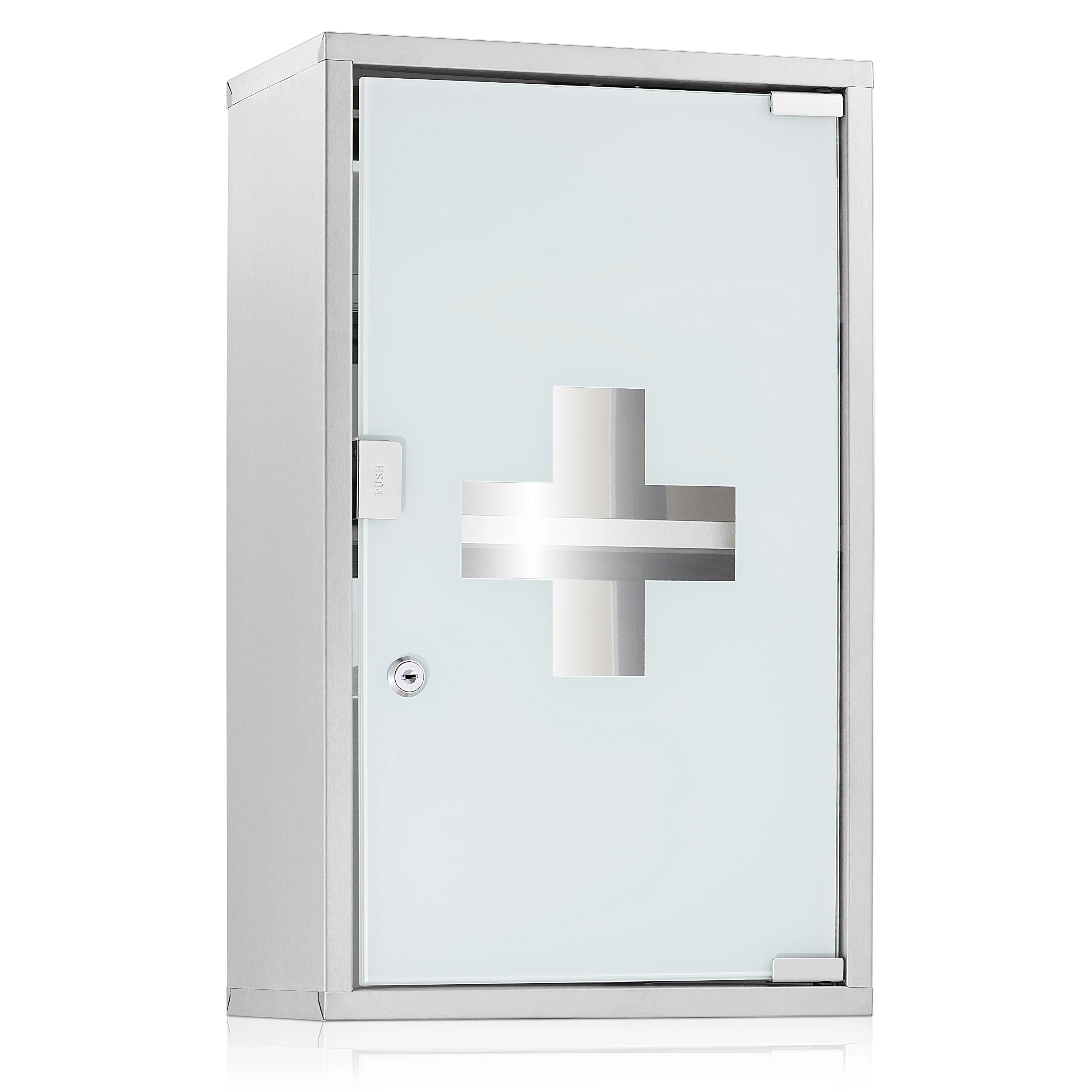 Medical glass compartments glass door to lock with2 keys child-resistant medication storage medicine cabinet