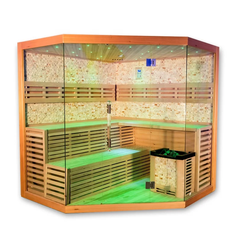 best selling wholesale price 4~6 people hemlock red cedar traditional wood steam sauna room
