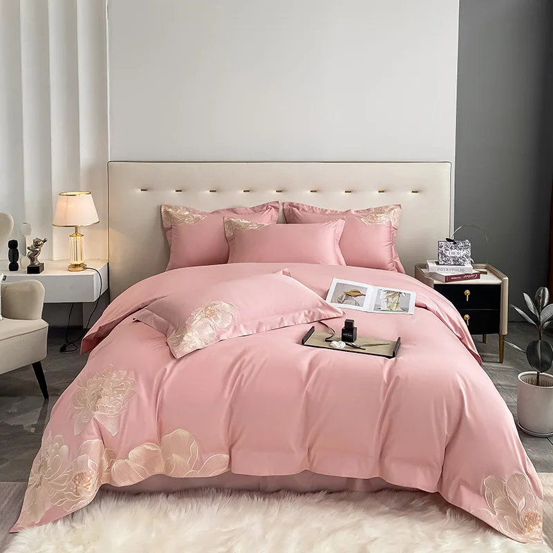 Home Textiles Luxury Cotton Embroidery New Designs Size King100%Cotton Soft Hand Feel Duvet Cover Bedding Sets