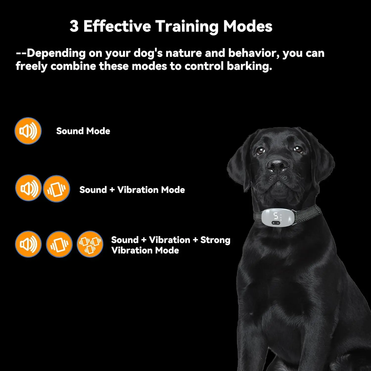 Electric Bark Collar Waterproof Dog Collar Beep Vibration No Shock No Barking Rechargeable Anti Bark Collar