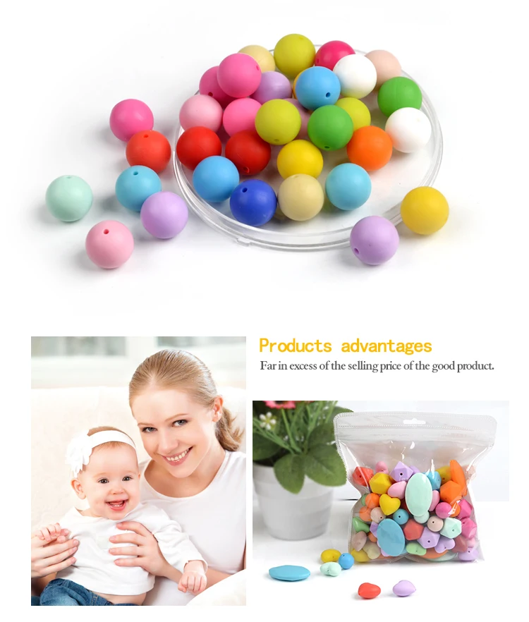 
Wholesale Eco-friendly Baby Silicone Teether Beads 
