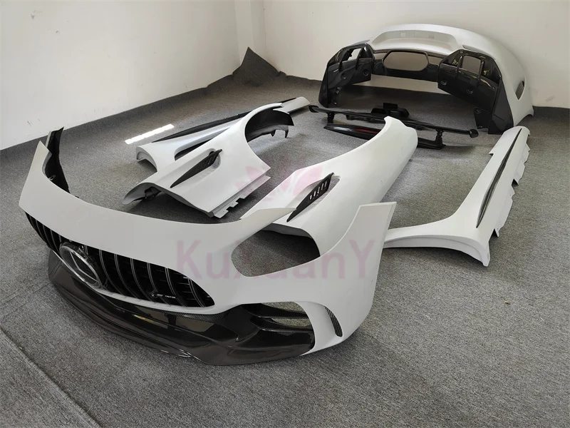 Resin primer carbon fiber GTR style front bumper rear bumper mudguard side skirt rear spoiler for BENZ AMG GT GTC GTS body kit