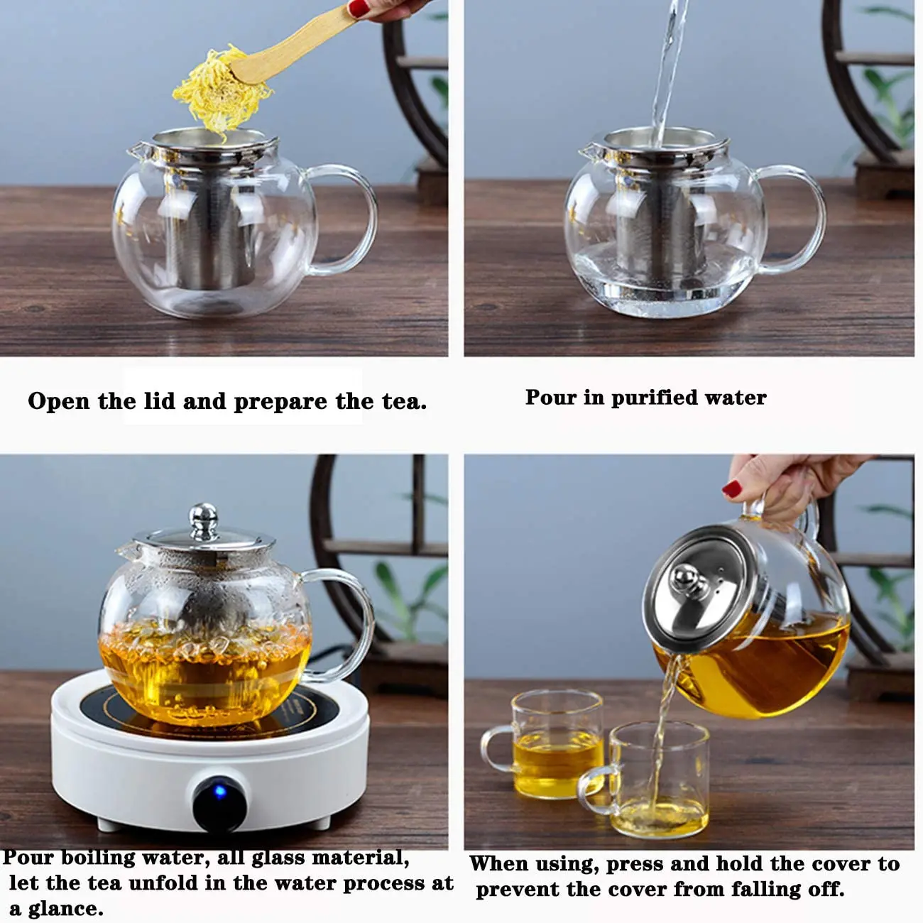 Переносной чайник из боросиликатного стекла 800-1000 мл