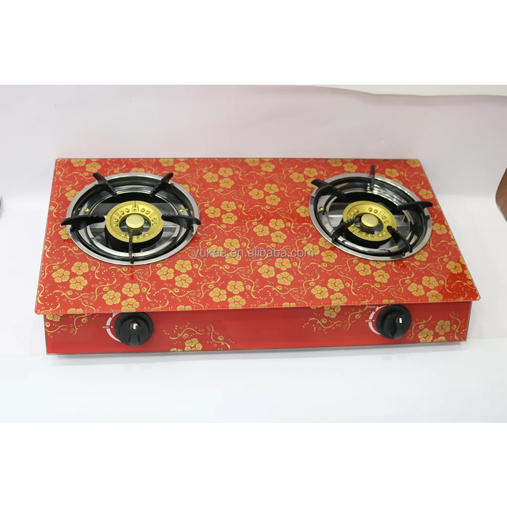High burning efficient tempered glass top 2 copper burners gas stove Gas cooktop