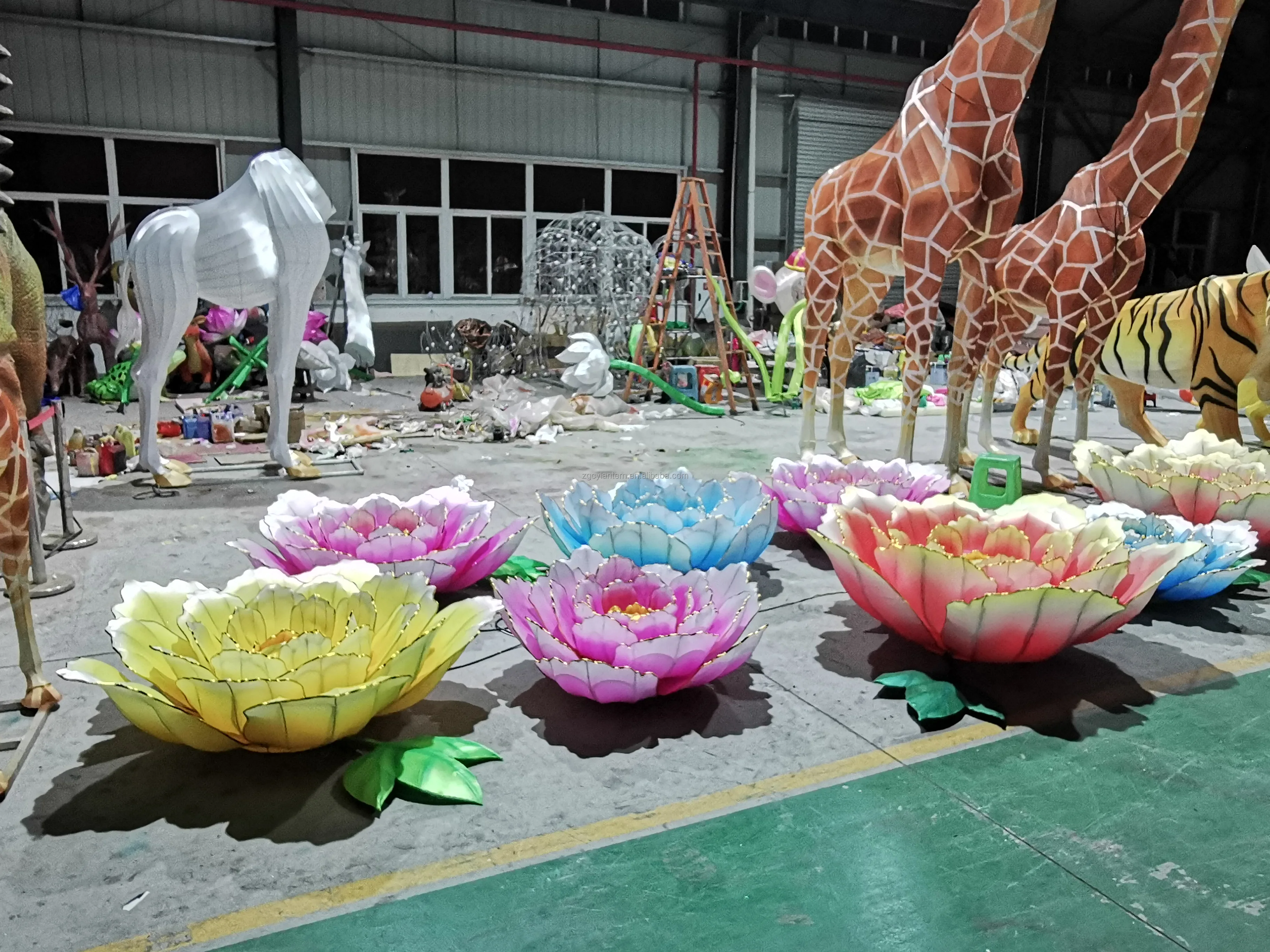 Chinese traditional festival decoration plant lotus led lanterns flower lanrern Outdoor theme park