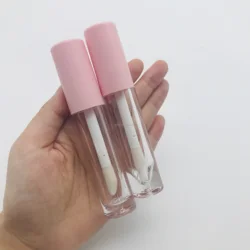 8 ml big brush lip gloss packaging pink hot empty lip gloss container tube transparent cosmetics tube custom private label logo