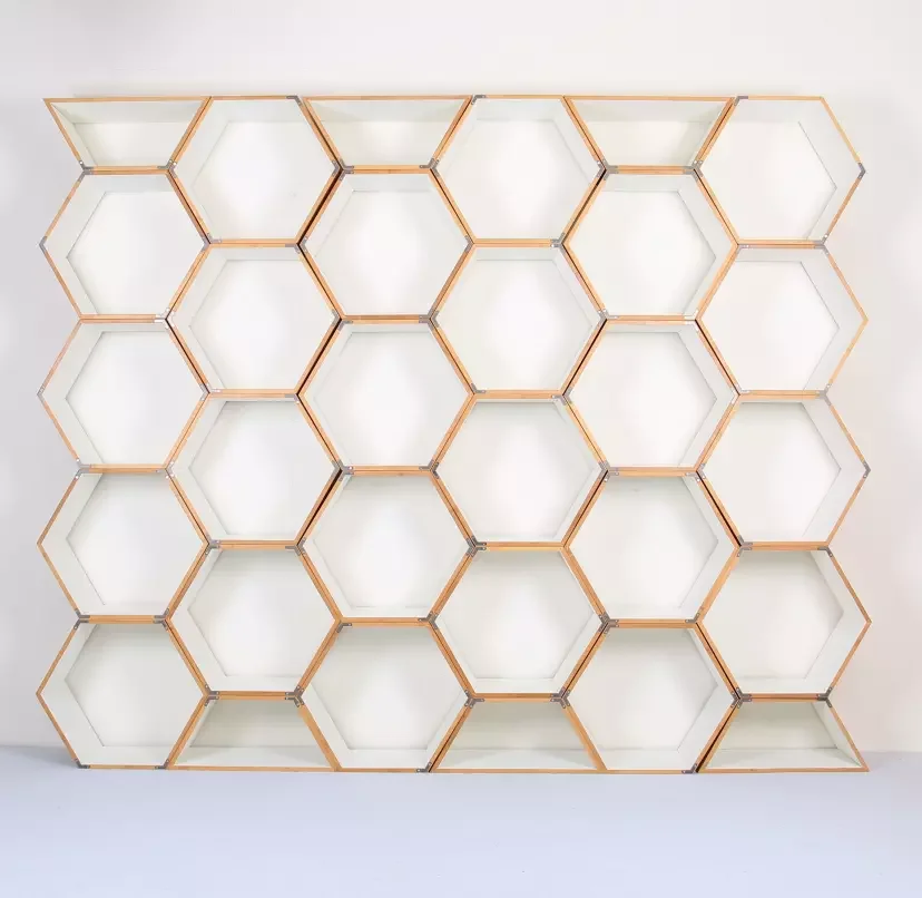 BAMBKIN Bamboo Hexagonal box showing stand decorative storage box  book rack bookcase showcase