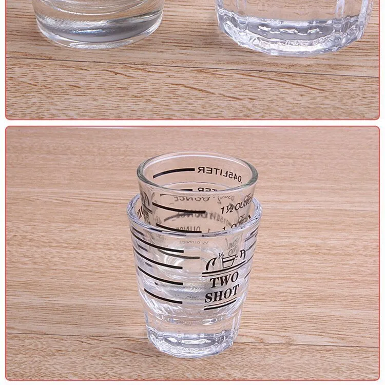 Small Glass Measuring Cup 2 Oz / Teaspoon / Tablespoon Kitchen Tool Dual Spirit Measure Cup 60ml for Bar Party Wine