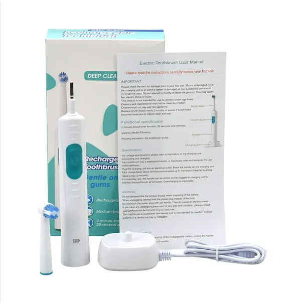 Rotary Electric Toothbrush, Smart Rechargeable Electric Toothbrush for Adults and Children, Oscillating Electric Toothbrush
